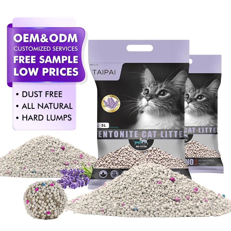 OEM/ODM private label multi-fragrance dust-free strong agglomeration color Ball Shape bentonite cat litter sand