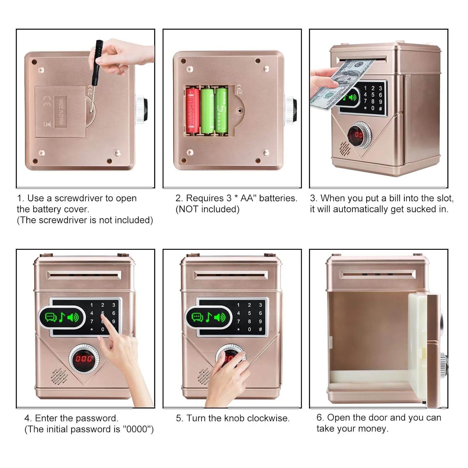 Electronic Touch Screen Piggy Bank Safety Password Mini Intelligent Counting Money Coin Bank ATM Banks Children Toys