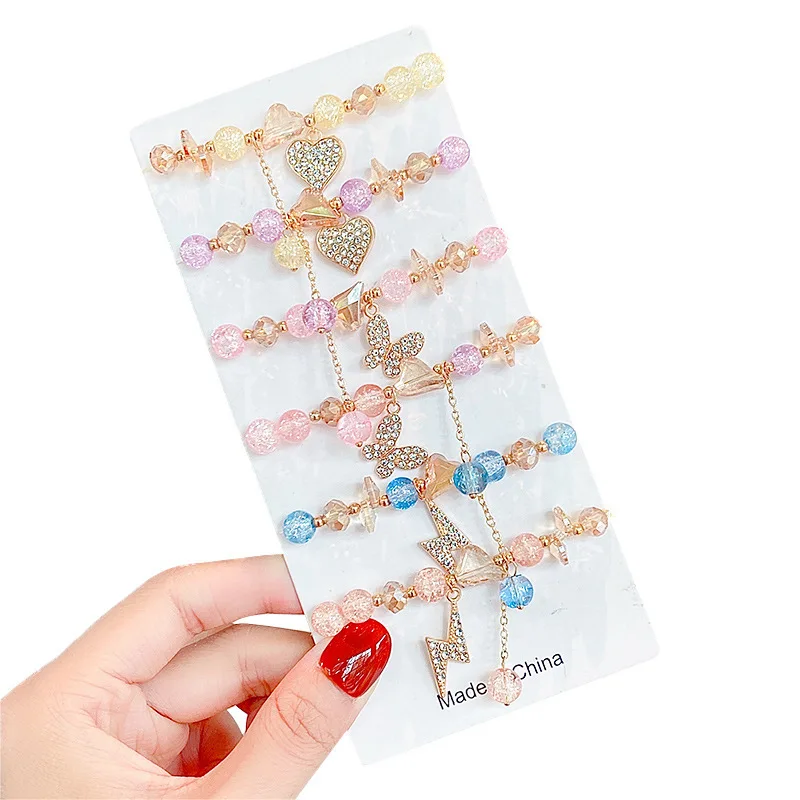 
New cartoon children bracelet little princess glass beaded cute jewelry bracelet 
