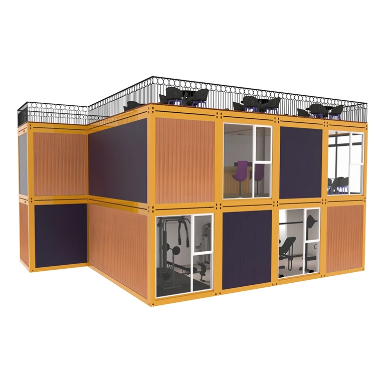 
Deep yellow Modern Design Light Steel Frame Two Floors Prefab Home Container Gym Amenity Prefabricated Gym Construction Estate 