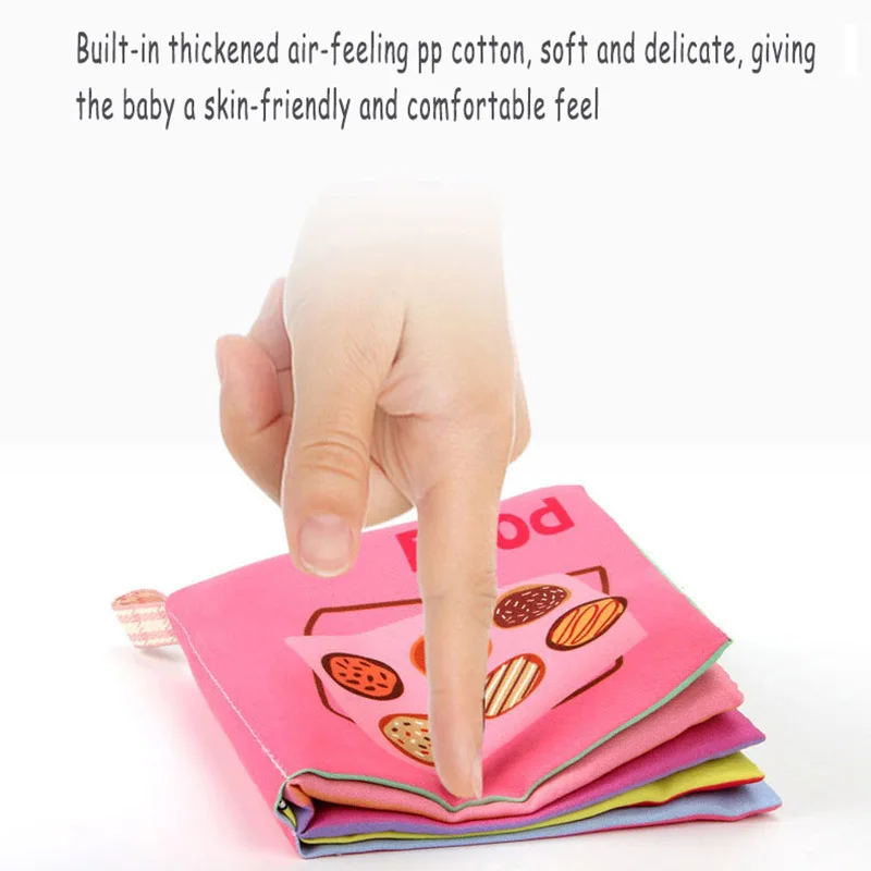 Wholesale baby cloth books 6pcs early education infant cartoon teething  fabric book kids can bite washable cognition book toys