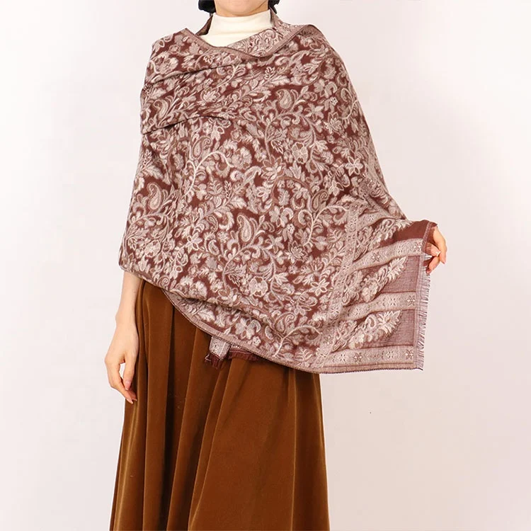Stylish Women party comfortable paisley jacquard pashmina cashmere shawl floral wrap for various seasons