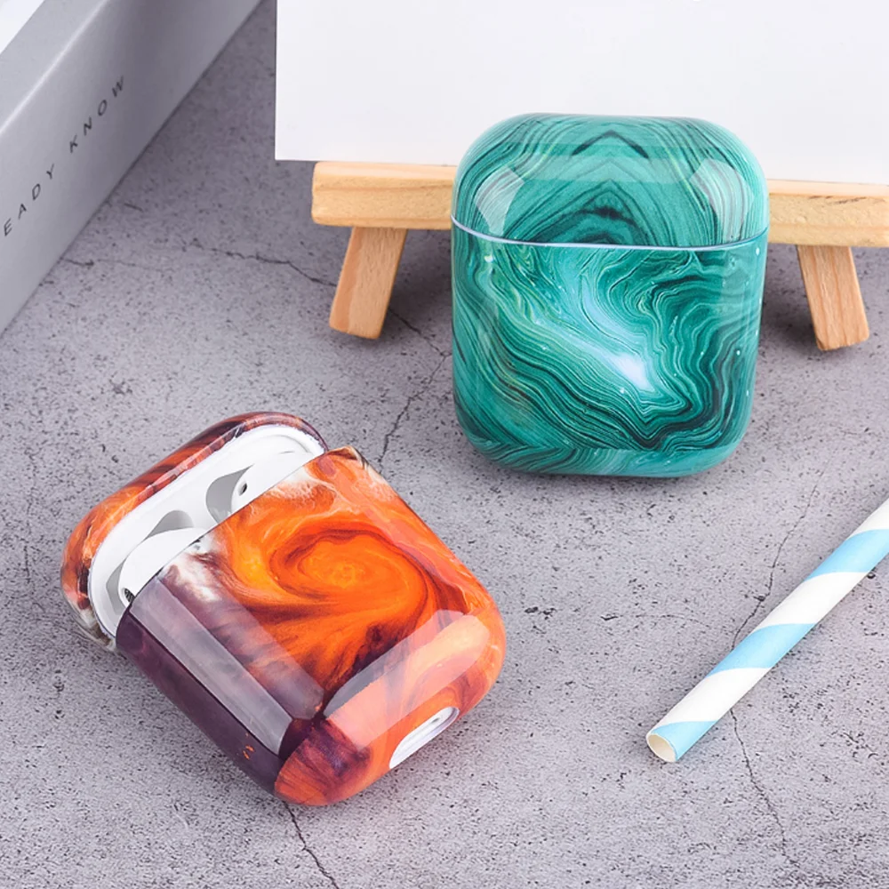  Glossy Shiny IMD Geometric Marble Earphone Storage Case