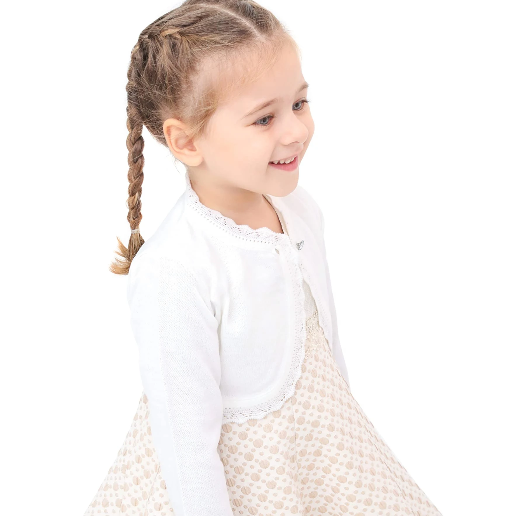 Autumn 3 To 18 Months Custom White Knit Knitted Cardigan Long Sleeve Shawl Newborn Girl Baby Sweater