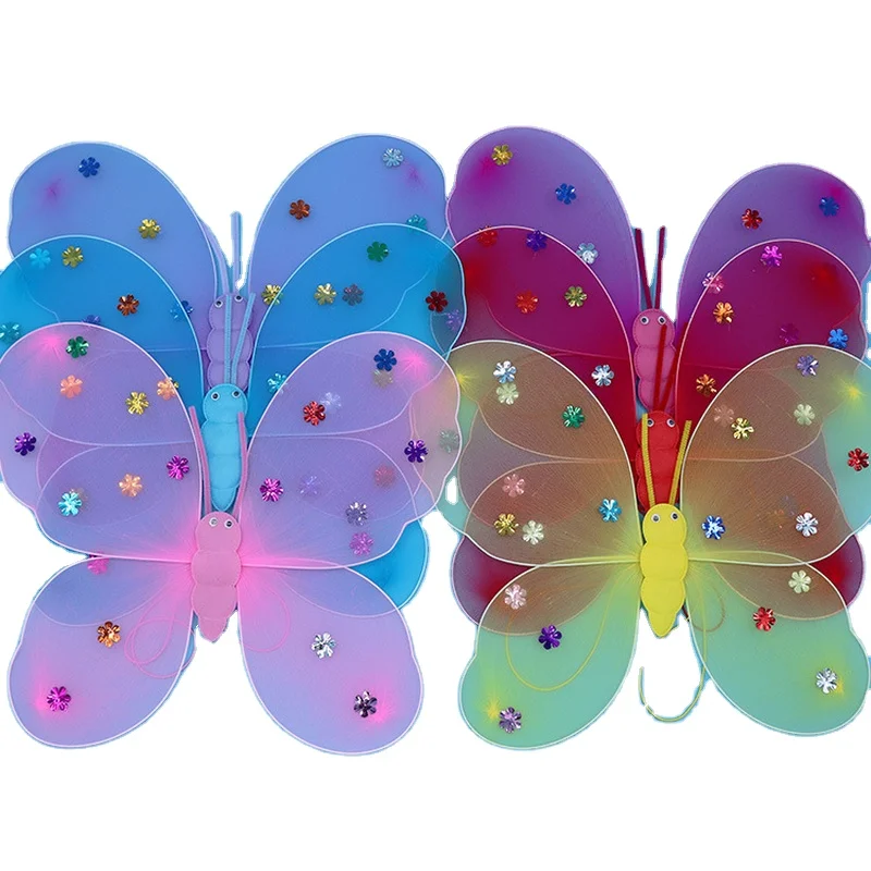 Three-Piece Set Girl Kid Butterfly Angel Wings Single Layer