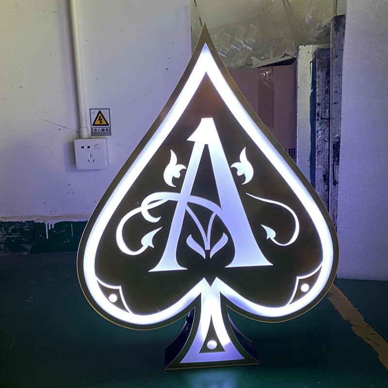 Customized Mirror Finish Ace of Spade Bottle Presenter Glorifier Display VIP Service Tray for Night Club