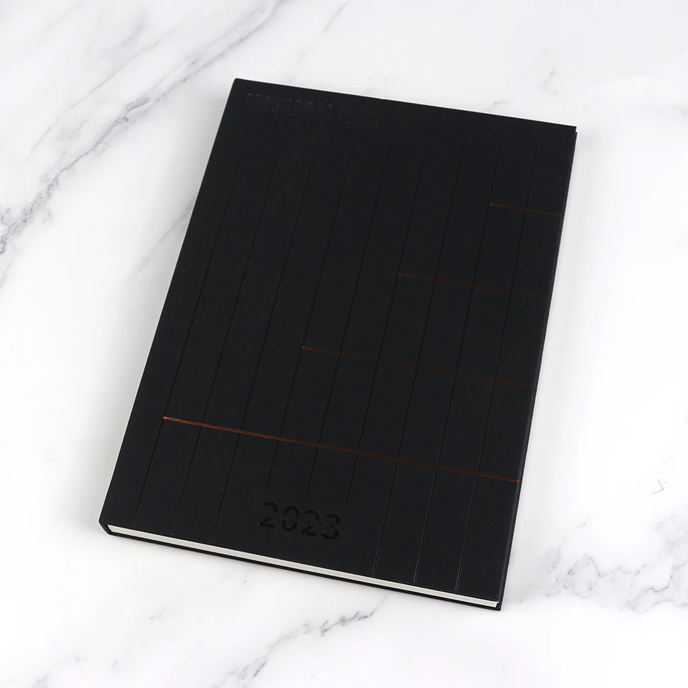 High Quality Custom A4 Hardcover Black planner with soft touch matte lamination Business Meeting Journal Notebook Printing