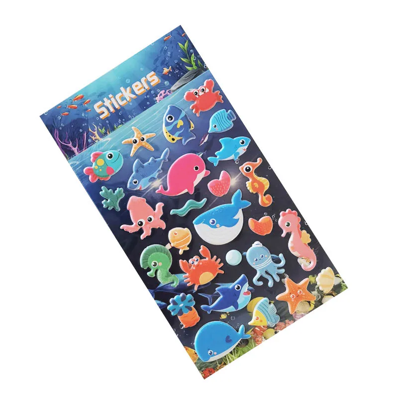 Custom Cartoon Kids Animals Fishes Fruits Puffy Stickers Waterproof Vinyl Decal Decorative Children 3D EVA Foam Bubble Stickers