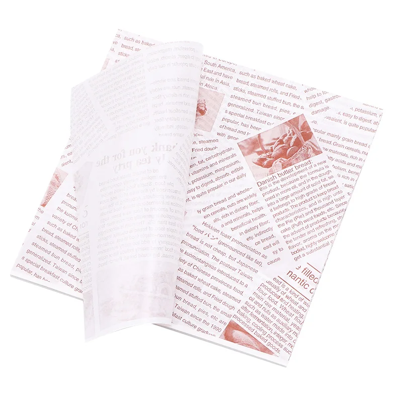Customized Oil-proof wax paper for food bread sandwich burger fries Bake wrapping paper Biodegradable wrapper paper
