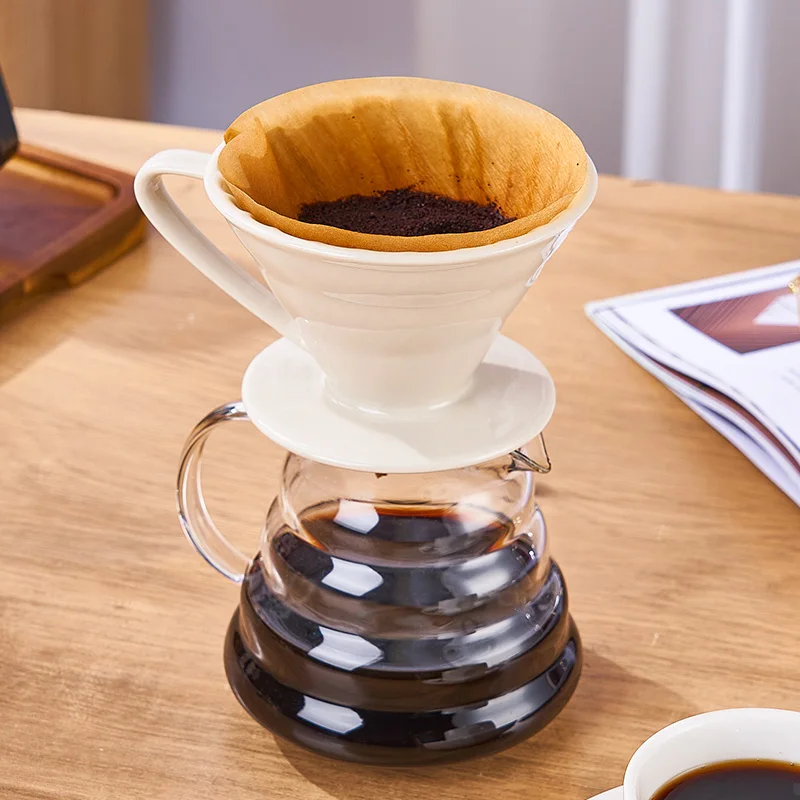 Amazon Hotsel Pour Over  Ceramic Coffee Dripper Reusable Filter Cone 1-4 cup for Home office