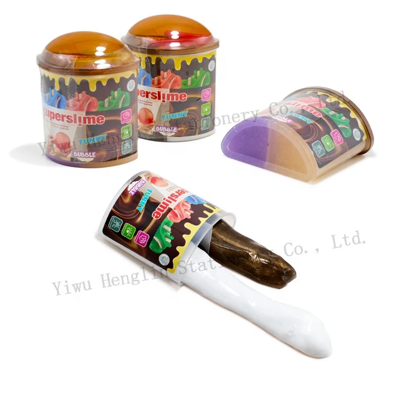 Wholesale chocolate shape jelly noisy squishy blow bubble putty slime making kit glitter galaxy charm colorful slime putty