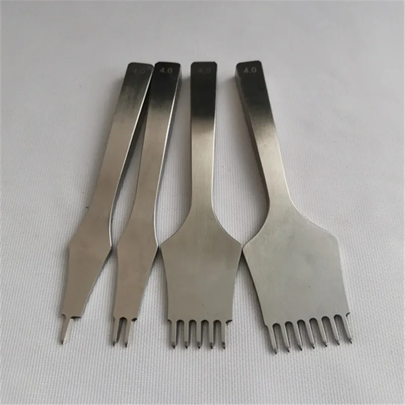 Diamond Chisel Leather Craft Tool Set Die Steel 3/4MM Internal Tooth Polishing Hole Chisel Graving Stitching Punch Tools Kit