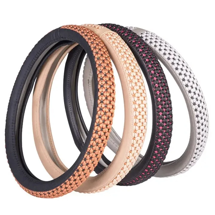 Оптовая Продажа с фабрики 38 см мягкий эластичный Универсальный дышащий шелк искусственная кожа резиновый чехол на руль автомобиля