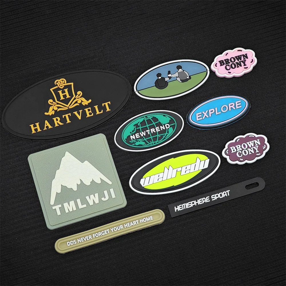 Designer 3d raised Effect printing pvc clothes Soft logos clothing silicone custom rubber patch for clothing clothes custom