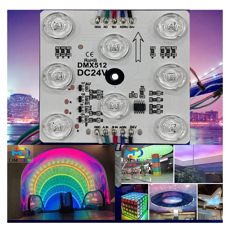 DC24v RGBW DMX512 square led module Programmable magic waterproof blockchain module high brightness for Soft ceiling