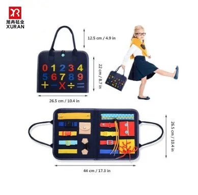 Montessori Early Educational Travel Basic Skills Activity Toy Felt board Felt Quiet Busy Board