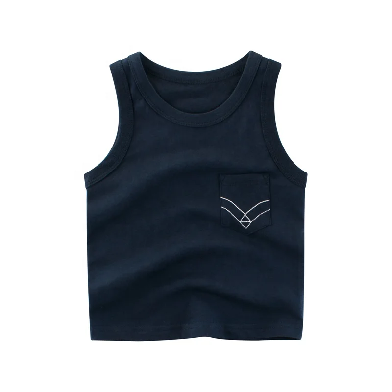 Wholesale Custom Design Children Clothes kid Singlet Summer Vest For Kids Boys Front Pocket Tanks Top Sleeveless T-shirt