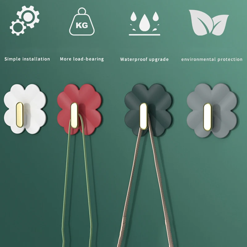 Wall Hook ABS Decorative Self Adhesive Plastic Hooks Kitchen Bathroom Clothes Wall Hanger  Hook
