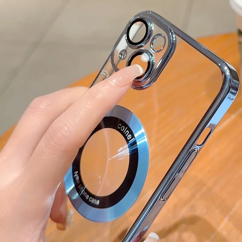 Luxury Phone Case For iPhone 14 Pro Max 12 16 11 13 Pro 15 Plus Acrylic PC Platingf Hard Cover with camera protector Anti-yellow