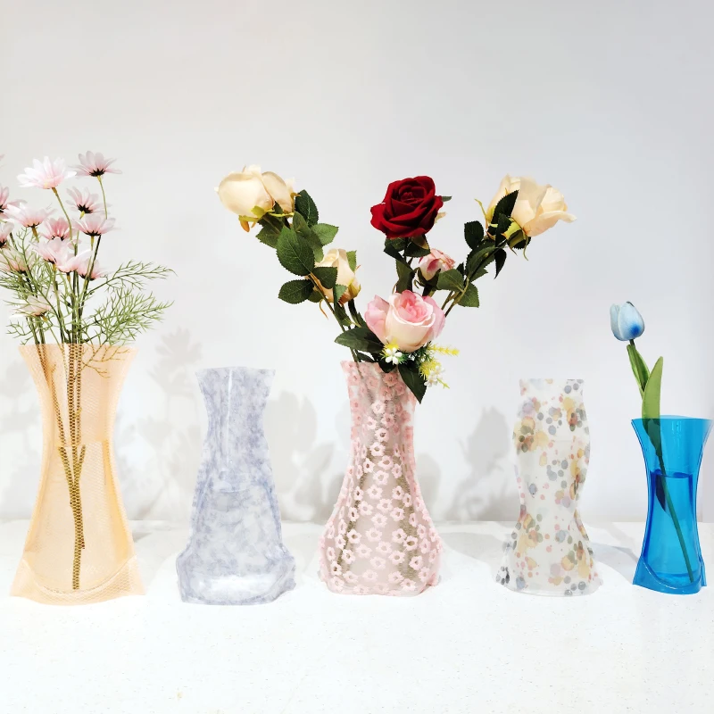 factory direct sale Foldable decorative plastic flower vase for home decor