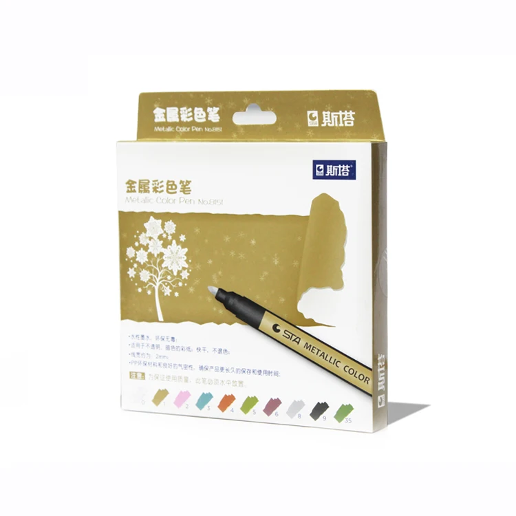 STA 8151 - 10 colors water based metallic glossy marker pen set for DIY album doodle and calligraphy