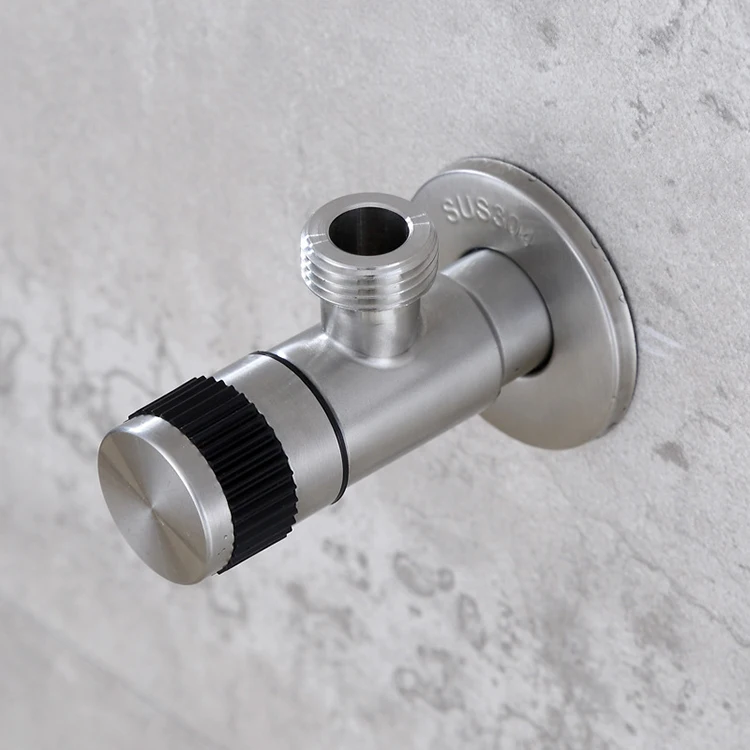 1/2 inch Wall Mounted Toilet Water Stop 90 Degree Round Handle Quick Open Bathroom SS Angle Valve
