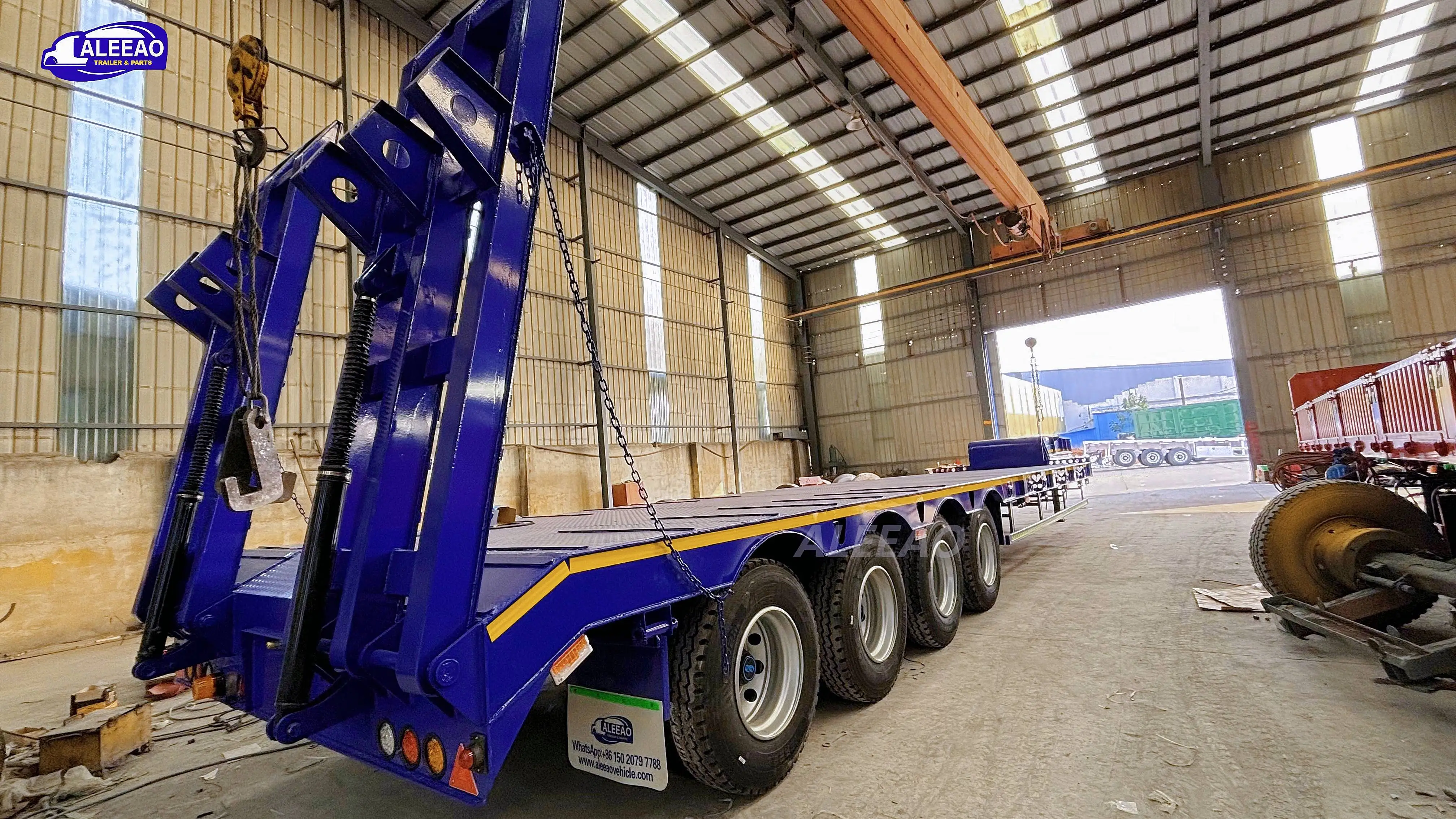 ALEEAO 60ton 100ton Low Price Factory Heavy Duty 3 Axles Lowboy Trailer 60 80 100 Tons Lowbed Low Bed Truck Semi Trailer