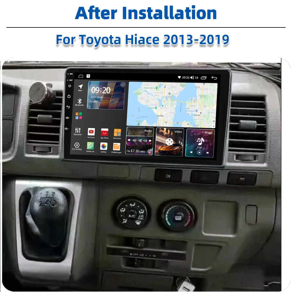 Автомагнитола 10 дюймов Android GPS-навигация Wi-Fi BT FM AM CarPlay автомагнитола для Toyota Hiace 2013-2018