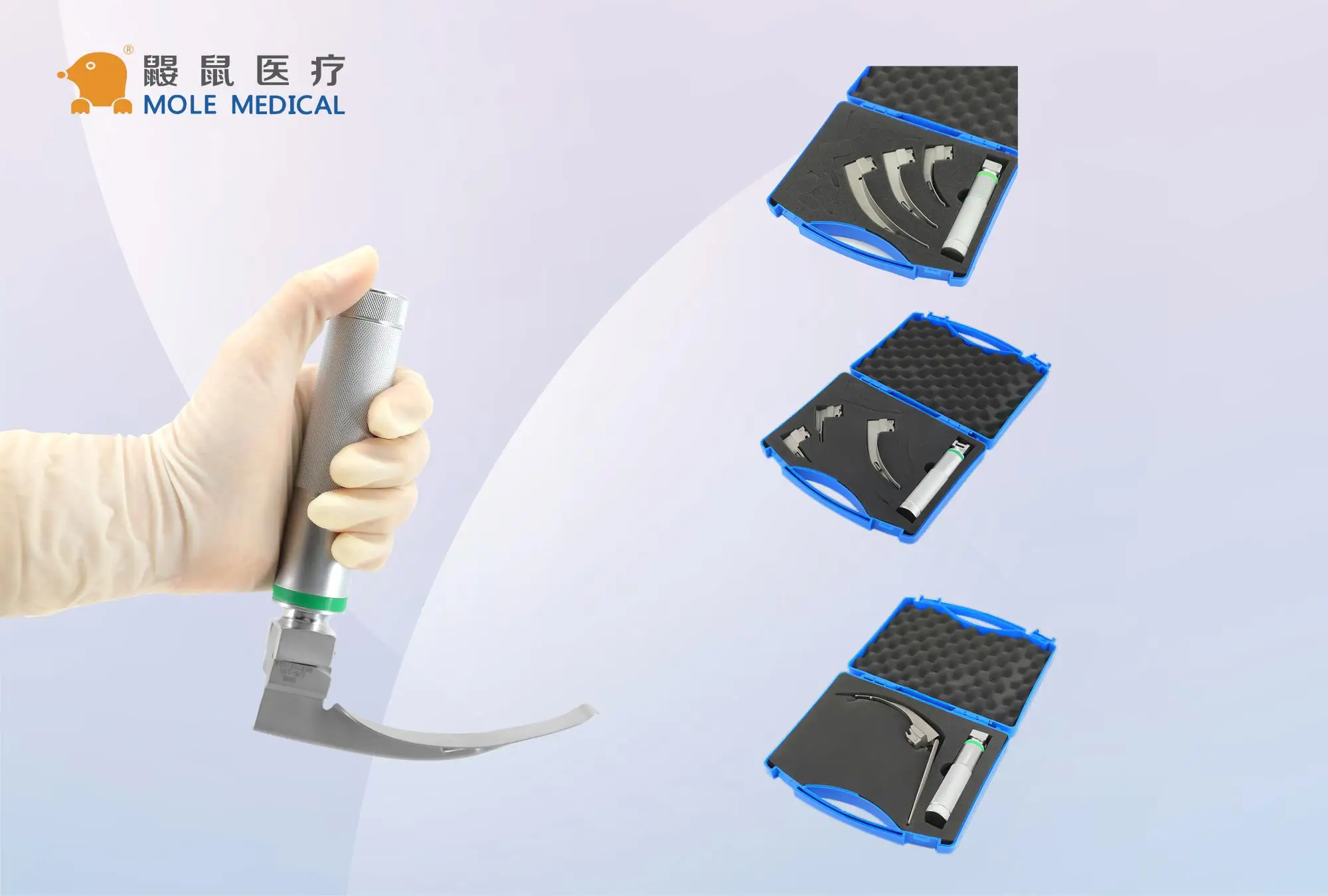 Conventional Fiberoptic Laryngoscope Portable Size 2 Miller Laryngoscope Fiber-optic Intubation