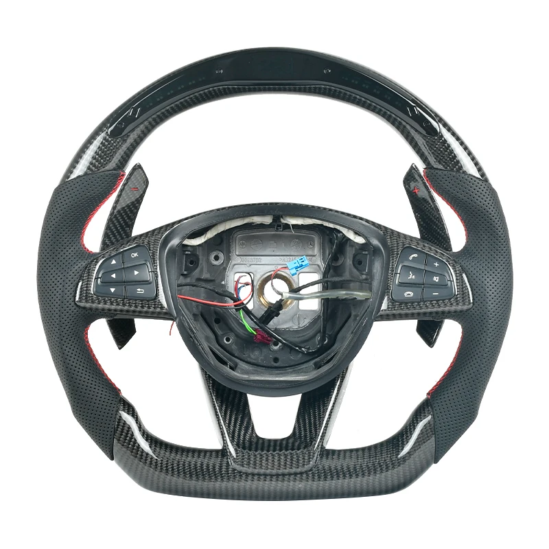 Перфорированная кожа из углеродного волокна на заказ руль для Mercedes Benz A45 AMG C43 63 CLA 45 CLS 2015LED дисплей
