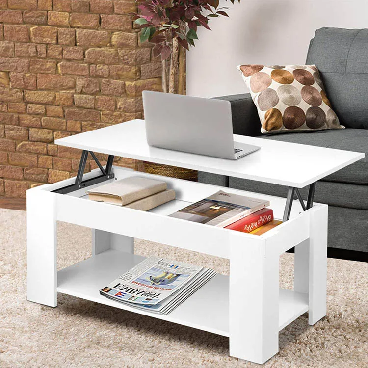 China Modern Multifunction Adjustable Pop-up Center Wood Extendable Lift Up Top Coffee Table