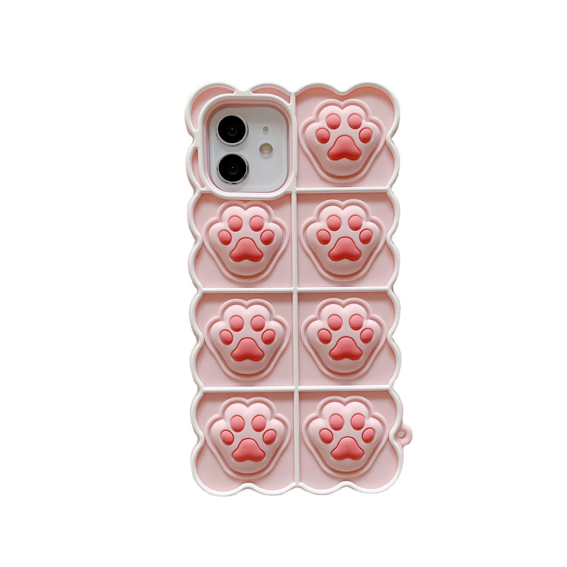 Custom Stress Reliver Silicone Push Bubble Toy Smartphone Cover 3D Cat Bear Paw Claw Phone Case for iPhone 11 12 13 14 pro max