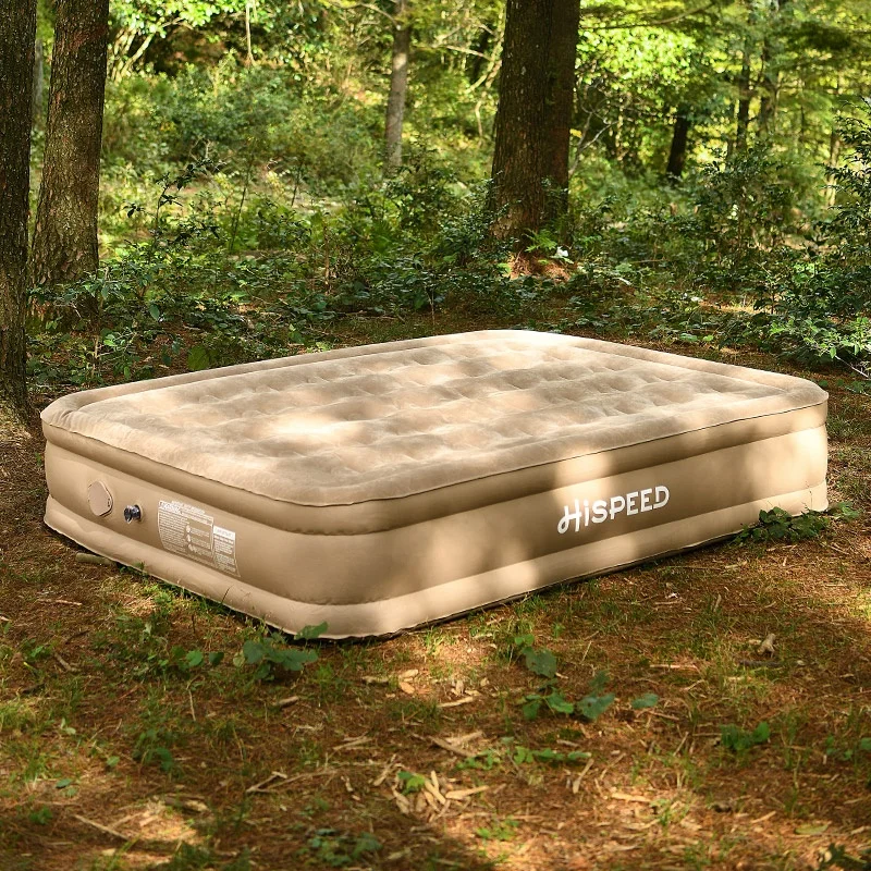 HISPEED PVC 40cm Foldable Self-Inflating Sleeping Pad 2-Person Vacuum-Sealed Camping Mattress with Built-in Air Pump