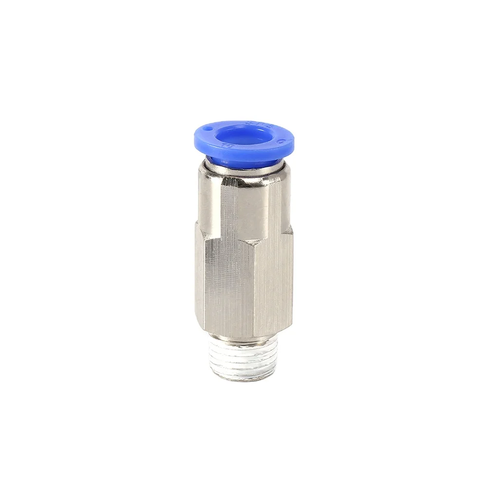 SNS KCC Series brass plated pneumatic straight male threaded one-touch air stop fitting