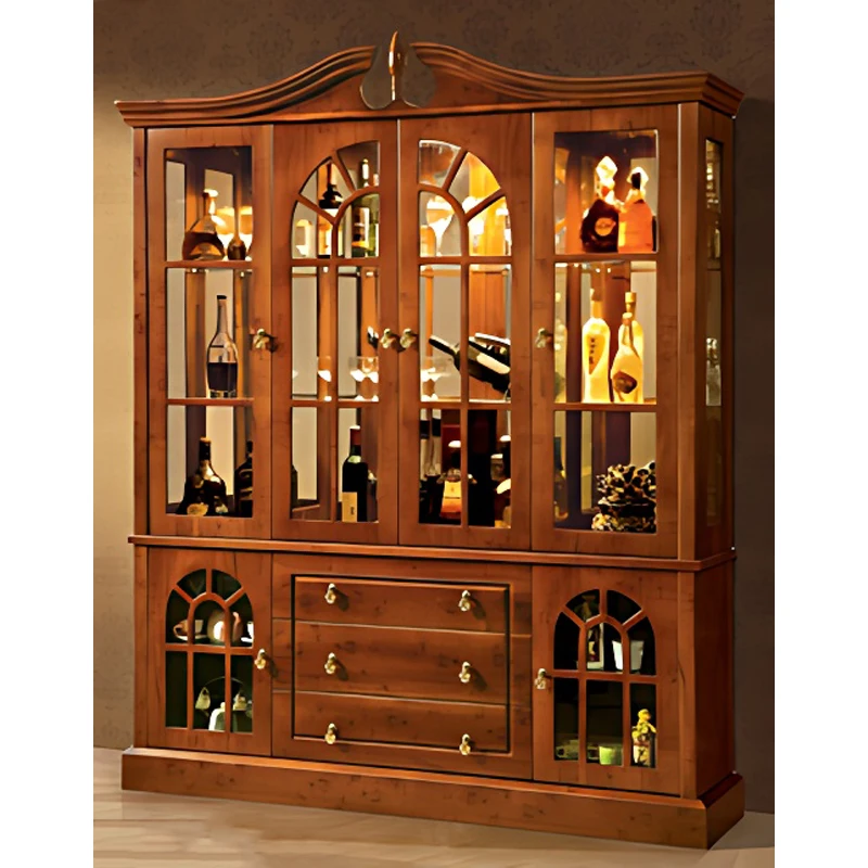 Audrey Luxury Home Furniture Wine Bar Cabinet Glass Wine Rack Display Cabinet Wine Cabinet