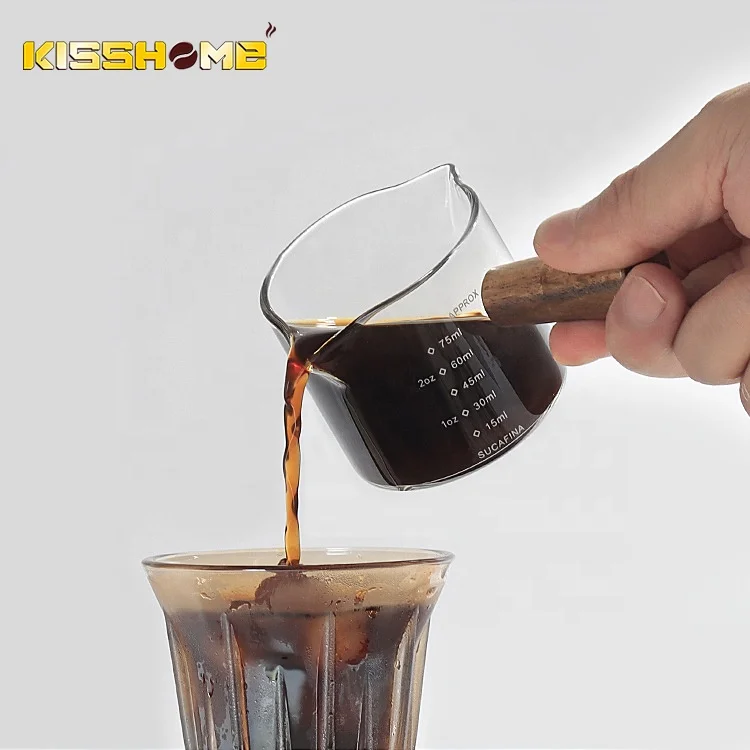 Espresso Accessories Milk Jug 50ML 75ML Custom Heat Resistant Transparent Glass Coffee Measuring Cup