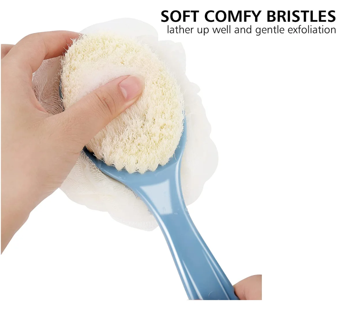 bodyworks Shower Body Brush Long Handle Bath Brush Loofah body scrub Sponge 2 in 1Handheld on a Stick for Body