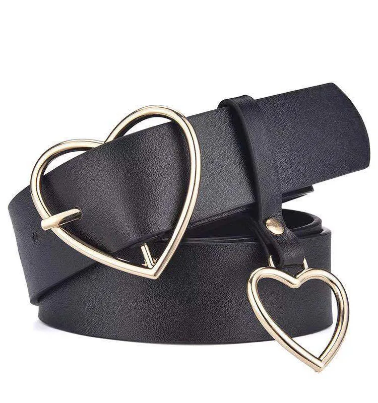
Wholesale fashion luxury Pu leather heart pin buckle slim women belt 