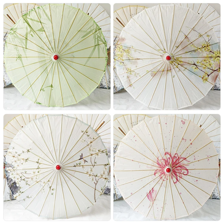 Custom Japanese Chinese Decoration Wood Umbrellas Craft Dance Props Parasols Handmade Silk Oiled Paper Umbrella