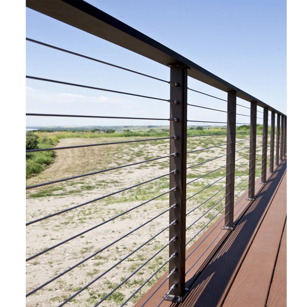 Factory Modern metal deck cable railing systems steel railing parts Steel cable deck railing