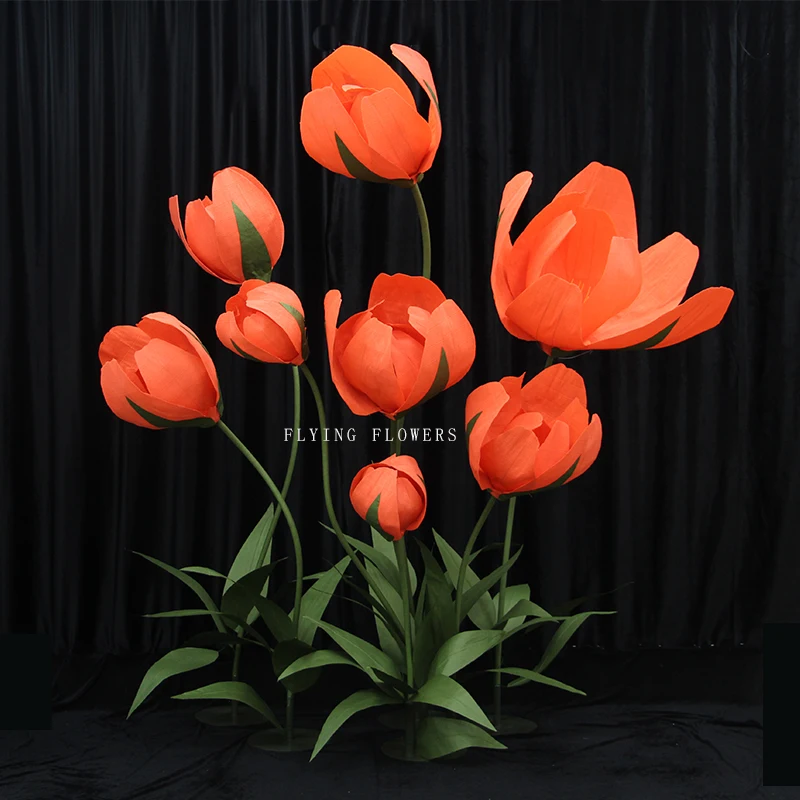 Popular design giant wedding occasion paper tulip flowers backdrop for marriage decoration