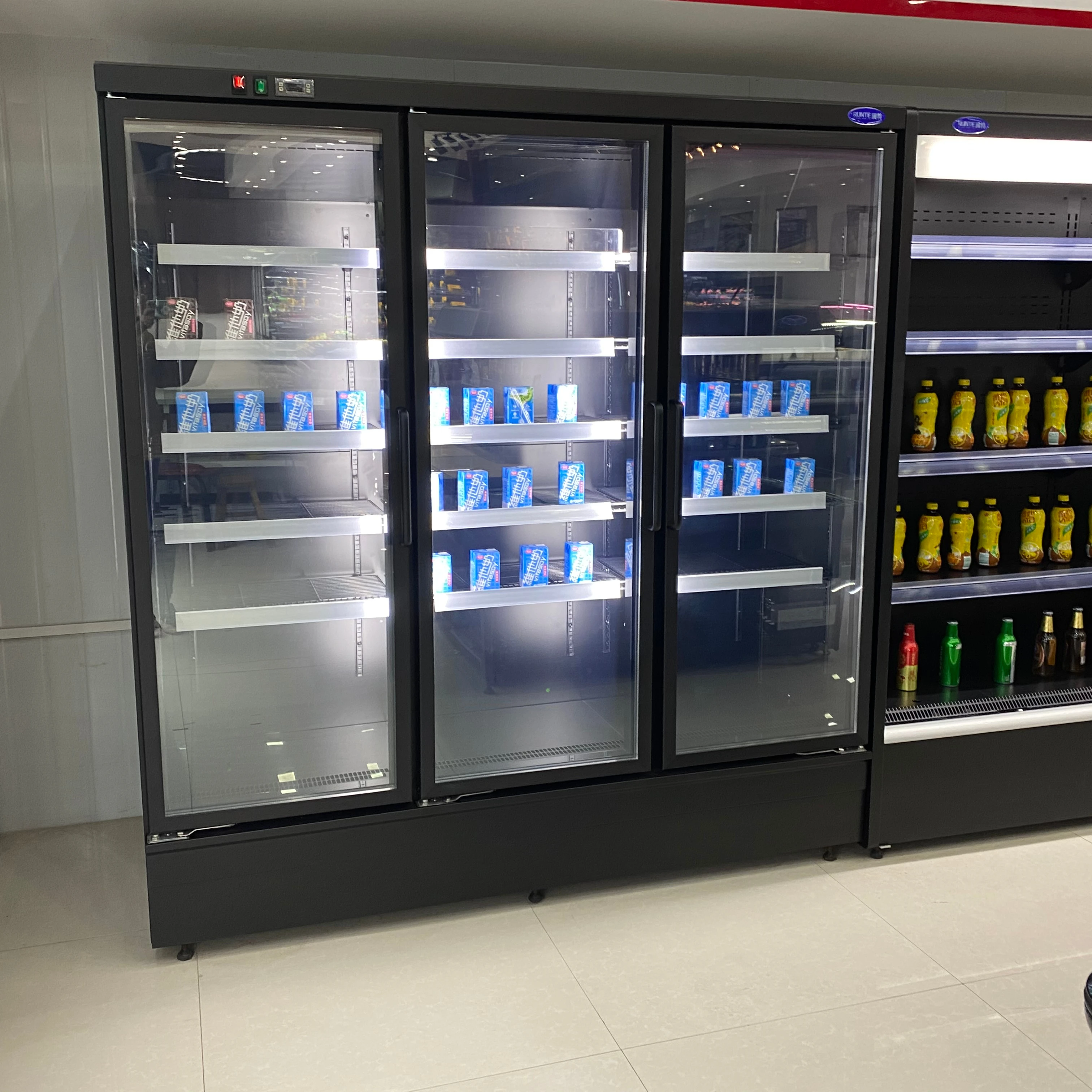 Supermarket Convenience Store Commercial Vertical Cooler 2~4 Doors Display Freezer Beverages Air Cooler Compressor Cooling Type
