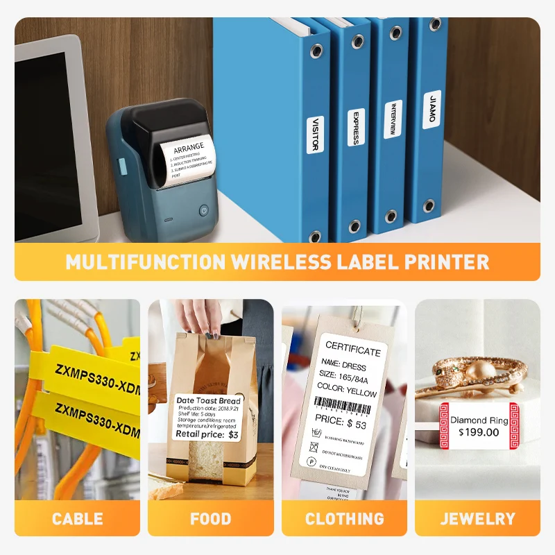 NIIMbot B1 mobile thermal printer address label sticker printer machine shelf price tag label printer