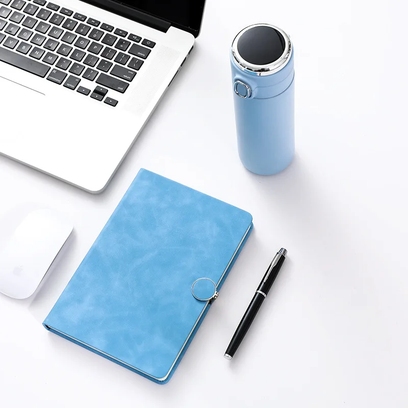 Wholesale Custom Logo Journal Round button Pu Leather Notebook Business card holder Insulated Water Bottle Stationery Set