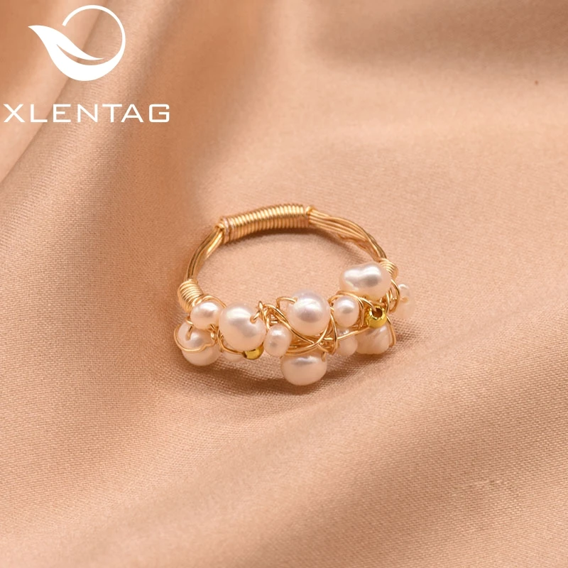 Original Fresh Water Baroque White Pearl Rings For Women Handmade Vintage Wedding Personality Ring Fine Jewellery