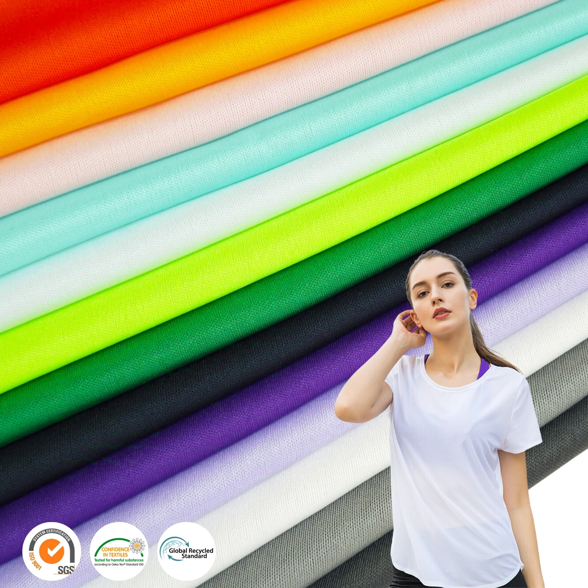 High Quality Low Price Wicking Absorbing Anti-UV Quick Dry 100% Polyester Low Stretch Interlock Fabric For Sports Jersey