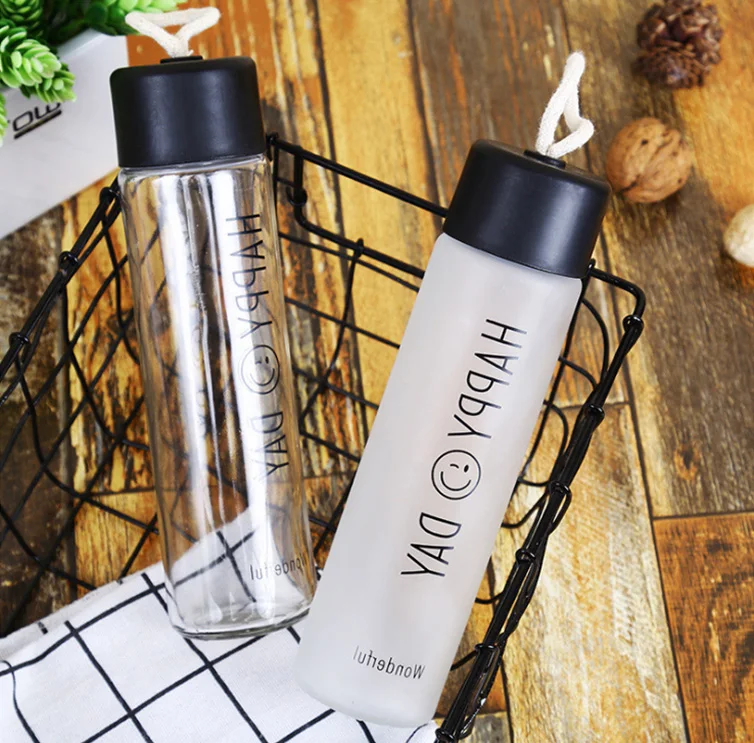 Wholesale customized 400ml clear glass water bottle ecologically manufactured drinking water bottle glass