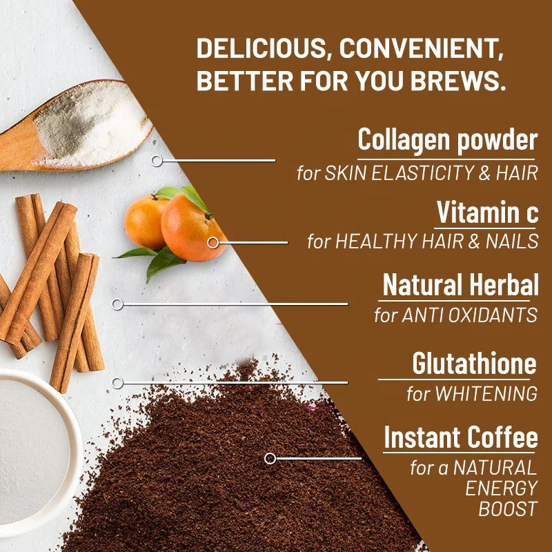 Private label Glow coffee vitamin c skin whitening collagen coffee with collagen