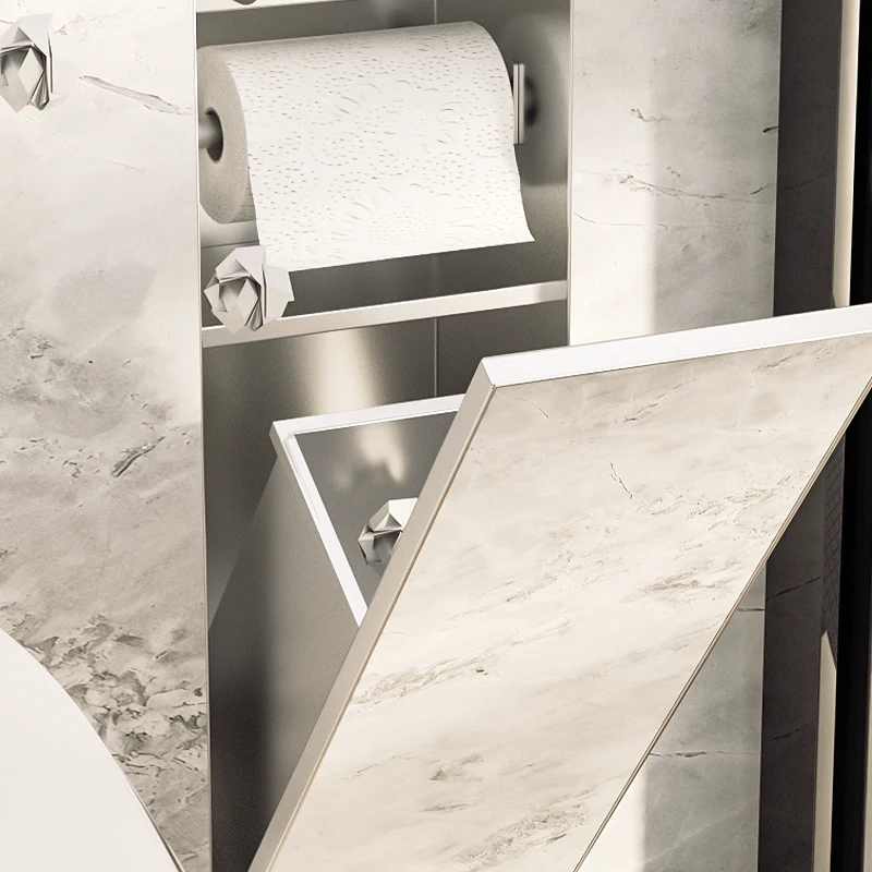 Top-sold Bathroom Secret Shower Niche Hidden Trash Can with tissue box Invisible Recessed  Rubbish Bin Tissue Box Wall Mounted
