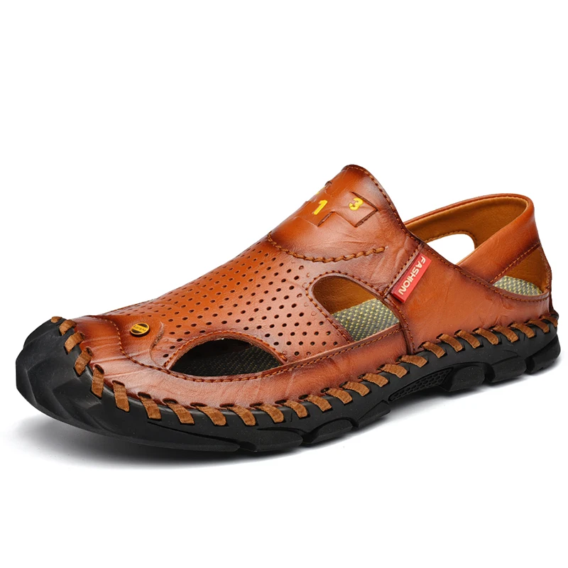 Classic Design Wholesale Casual Shoes Outdoor Daily Use Men Pure Leather Sandals
